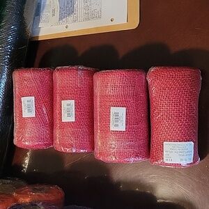 4 Red Burlap Spools
